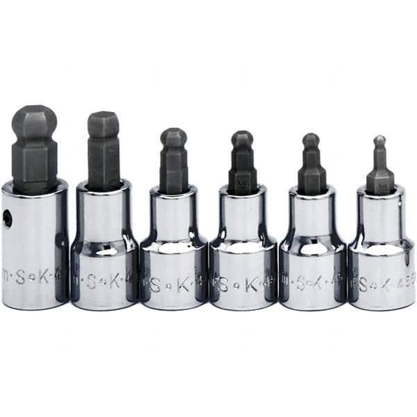 SK - 6 Piece 3/8" Drive Inch Ball Hex Bit Socket Set - 5/32 to 3/8" Hex - Apex Tool & Supply