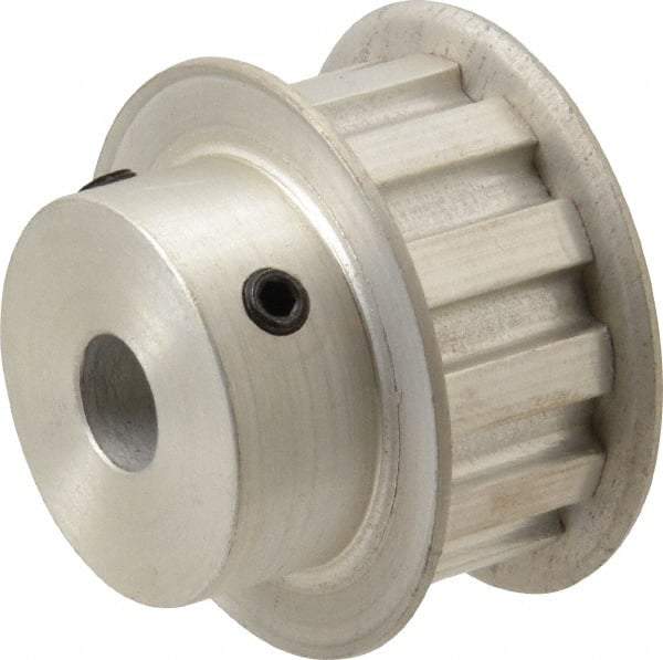 Power Drive - 12 Tooth, 3/8" Inside x 1.402" Outside Diam, Hub & Flange Timing Belt Pulley - 1/2" Belt Width, 1.432" Pitch Diam, 0.719" Face Width, Aluminum - Apex Tool & Supply