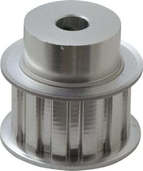 Power Drive - 12 Tooth, 3/8" Inside x 1.402" Outside Diam, Hub & Flange Timing Belt Pulley - 3/4" Belt Width, 1.432" Pitch Diam, 1" Face Width, Aluminum - Apex Tool & Supply