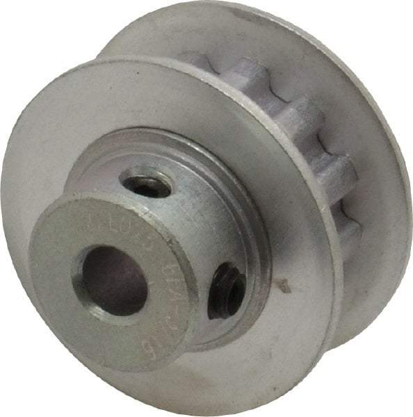 Power Drive - 12 Tooth, 3/16" Inside x 0.744" Outside Diam, Hub & Flange Timing Belt Pulley - 1/4" Belt Width, 0.764" Pitch Diam, 0.438" Face Width, Aluminum - Apex Tool & Supply