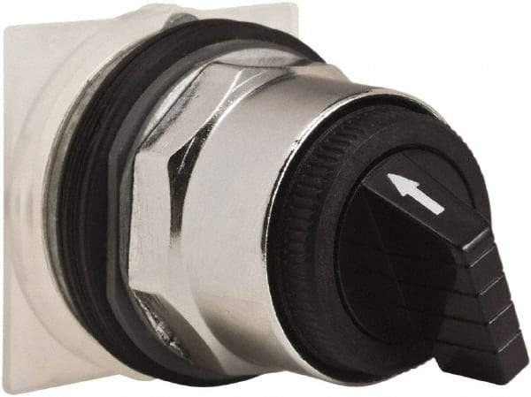 Schneider Electric - 30mm Mount Hole, 4 Position, Knob and Pushbutton Operated, Selector Switch Only - Black, Maintained (MA), without Contact Blocks, Weatherproof and Dust and Oil Resistant - Apex Tool & Supply