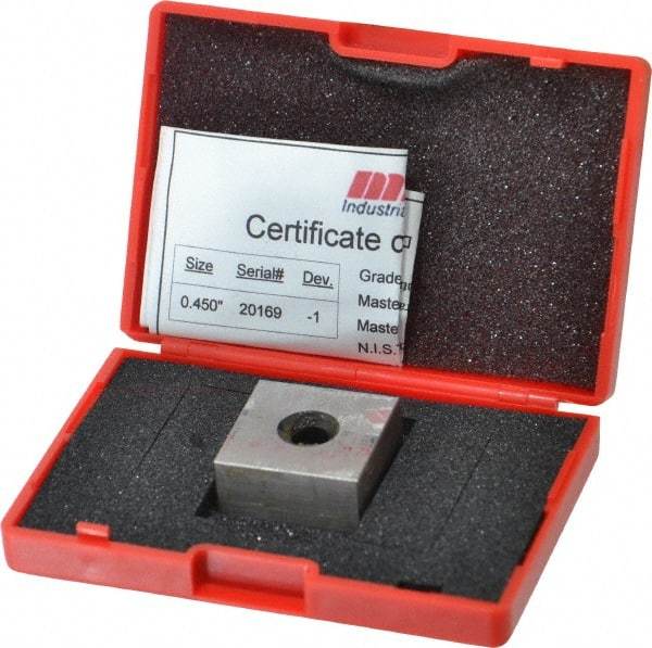 Value Collection - 0.45" Square Steel Gage Block - Accuracy Grade 0, Includes NIST Traceability Certification - Apex Tool & Supply