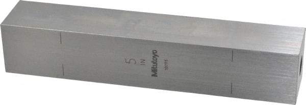 Mitutoyo - 5" Square Steel Gage Block - Accuracy Grade 0, Includes Certificate of Inspection - Apex Tool & Supply