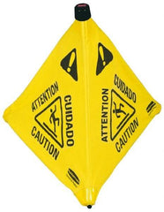 Rubbermaid - Caution, 21" Wide x 20" High, Plastic Floor Sign - POP-UP, Black on Yellow, For Accident Prevention - Apex Tool & Supply