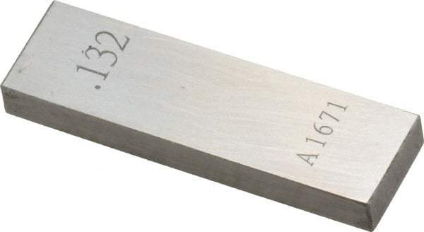 Value Collection - 0.132" Rectangular Steel Gage Block - Accuracy Grade 0, Includes NIST Traceability Certification - Apex Tool & Supply