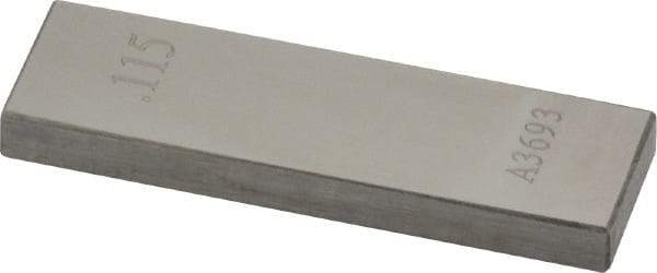 Value Collection - 0.115" Rectangular Steel Gage Block - Accuracy Grade AS-1, Includes NIST Traceability Certification - Apex Tool & Supply