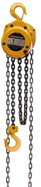Harrington Hoist - 4,000 Lb Lifting Capacity, 15' Lift Height, Hand Hoist - Made from Chain, 63' Overhaul to Lift 1', 2 Chains - Apex Tool & Supply