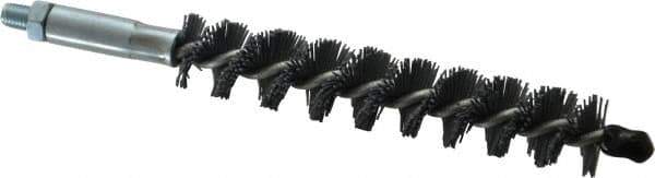 Schaefer Brush - 4" Brush Length, 3/4" Diam, Single Stem, Single Spiral Tube Brush - 6-1/4" Long, Silicone Carbide Impregnated Nylon, 1/4-28 Male Connection - Apex Tool & Supply