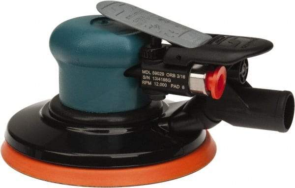 Dynabrade - 12,000 OPM, 14 CFM Air Consumption, Palm Air Orbital Sander - Round Pad, 1/4 NPT Inlet - Apex Tool & Supply