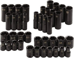 SK - 40 Piece 3/8" Drive Standard Socket Set - 6 Points, 5/16 to 3/4", 8 to 19mm, Inch/Metric Measurement Standard - Apex Tool & Supply
