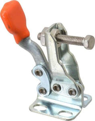 Lapeer - 100 Lb Holding Capacity, Horizontal Handle, Manual Hold Down Toggle Clamp - 85° Handle Movement, 95° Bar Opening, U-Bar, Flanged Base, Carbon Steel - Apex Tool & Supply