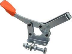Lapeer - 400 Lb Holding Capacity, Horizontal Handle, Manual Hold Down Toggle Clamp - 85° Handle Movement, 95° Bar Opening, U-Bar, Flanged Base, Carbon Steel - Apex Tool & Supply