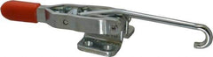 Lapeer - 200 Lb Capacity, Horizontal, J Hook, Flanged Base, Carbon Steel Pull Action Latch Clamp - 2-3/8" Drawing Movement, 5-11/16" OAL, Straight Handle - Apex Tool & Supply