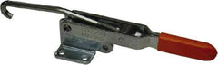 Lapeer - 750 Lb Capacity, Horizontal, J Hook, Flanged Base, Carbon Steel Pull Action Latch Clamp - 5-3/8" Drawing Movement, 11-1/4" OAL, Straight Handle - Apex Tool & Supply