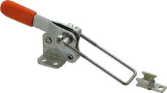 Lapeer - 500 Lb Capacity, Vertical, U Hook, Flanged Base, Carbon Steel Pull Action Latch Clamp - 1-1/2" Drawing Movement, 3-1/8" OAL, Straight Handle - Apex Tool & Supply