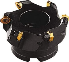 Seco - 59mm Cut Diam, 22mm Arbor Hole, 3.5mm Max Depth of Cut, 43° Indexable Chamfer & Angle Face Mill - 4 Inserts, OF.. 05.. Insert, Right Hand Cut, 4 Flutes, Series OctoMill - Apex Tool & Supply