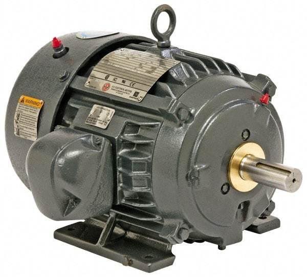 US Motors - 125 hp, TEFC Enclosure, No Thermal Protection, 3,575 RPM, 460 Volt, 60 Hz, Three Phase Premium Efficient Motor - Size 444 Frame, Rigid Mount, 1 Speed, Ball Bearings, 145 Full Load Amps, F Class Insulation, CCW Lead End - Apex Tool & Supply