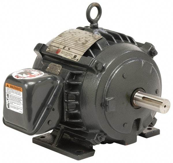 US Motors - 3 hp, TEFC Enclosure, No Thermal Protection, 1,765 RPM, 230/460 Volt, 60 Hz, Three Phase Energy Efficient Motor - Size 182 Frame, Rigid Mount, 1 Speed, Ball Bearings, 7.9/4 Full Load Amps, F Class Insulation, Reversible - Apex Tool & Supply