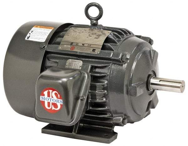 US Motors - 20 hp, TEFC Enclosure, No Thermal Protection, 1,770 RPM, 575 Volt, 60 Hz, Three Phase Energy Efficient Motor - Size 256 Frame, Rigid Mount, 1 Speed, Ball Bearings, 19.5 Full Load Amps, F Class Insulation, Reversible - Apex Tool & Supply
