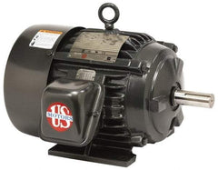 US Motors - 15 hp, TEFC Enclosure, No Thermal Protection, 1,775 RPM, 200 Volt, 60 Hz, Three Phase Premium Efficient Motor - Size 254 Frame, Rigid Mount, 2 Speed, Ball Bearings, 43 Full Load Amps, F Class Insulation, Reversible - Apex Tool & Supply