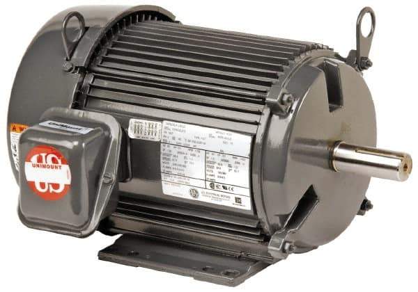 US Motors - 3 hp, TEFC Enclosure, No Thermal Protection, 1,735 RPM, 460 Volt, 60 Hz, Three Phase Premium Efficient Motor - Size 182 Frame, Rigid Mount, 2 Speed, Ball Bearings, 4.4 Full Load Amps, F Class Insulation, Reversible - Apex Tool & Supply