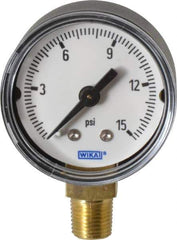 Wika - 1-1/2" Dial, 1/8 Thread, 0-15 Scale Range, Pressure Gauge - Lower Connection Mount, Accurate to 3-2-3% of Scale - Apex Tool & Supply