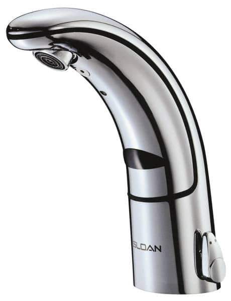 Sloan Valve Co. - Chrome Single Hole Electronic & Sensor Faucet with External Mixer - Powered by Battery, Standard Spout, 4" Mounting Centers - Apex Tool & Supply