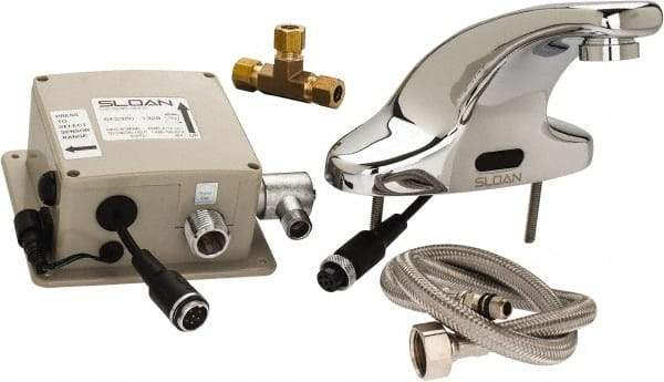 Sloan Valve Co. - Chrome 4" Centerset Electronic & Sensor Faucet without Mixer - Powered by Battery, Standard Spout, 4" Mounting Centers - Apex Tool & Supply