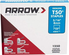Arrow - 3/8" Wide High Carbon Steel Heavy-Duty Staples - 5/16" Leg Length - Apex Tool & Supply