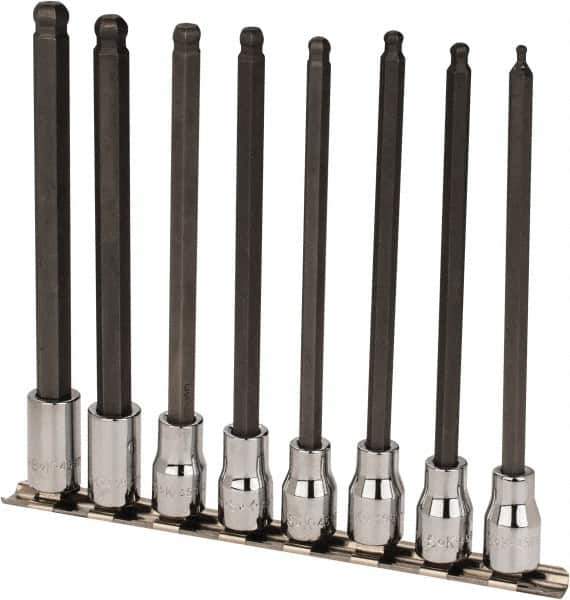 SK - 8 Piece 3/8" Drive Metric Ball Hex Bit Socket Set - 3 to 10mm Hex - Apex Tool & Supply