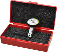 Starrett - 0.01 Inch Range, 0.0001 Inch Dial Graduation, Horizontal Dial Test Indicator - 1-3/8 Inch White Dial, 0-5-0 Dial Reading - Apex Tool & Supply