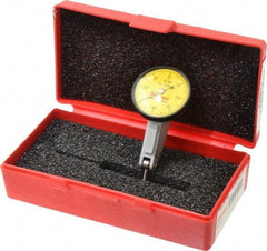 Starrett - 0.8 mm Range, 0.01 mm Dial Graduation, Horizontal Dial Test Indicator - 1-3/8 Inch Yellow Dial, 0-40-0 Dial Reading - Apex Tool & Supply