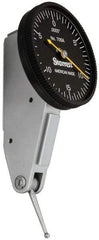 Starrett - 0.03 Inch Range, 0.0005 Inch Dial Graduation, Horizontal Dial Test Indicator - 1-3/8 Inch Black Dial, 0-15-0 Dial Reading - Apex Tool & Supply