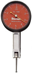 Starrett - 0.03 Inch Range, 0.0005 Inch Dial Graduation, Horizontal Dial Test Indicator - 1-3/8 Inch Red Dial, 0-15-0 Dial Reading - Apex Tool & Supply