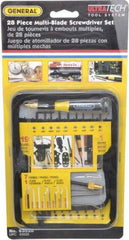 General - 28 Piece Hex, Nut Driver, Phillips, Probe, Slotted & Torx Screwdriver Set - Bit Sizes: Hex Inch 0.05, 1/16 & 5/64, Philips #0000 to #00, Nut Driver 3/32, 1/8 & 5/32, Torx T6, T7, T8 & T9 - Apex Tool & Supply