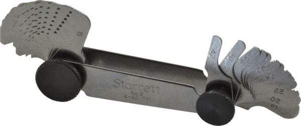 Starrett - 30 Leaf, 4 to 42 TPI Range, Steel Screw Pitch Gage - 60° Thread Angle - Apex Tool & Supply