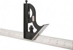 Starrett - 2 Piece, 12" Combination Square Set - 1/16, 1/32, 1/64 & 1/8" (4R) Graduation, Steel Blade, Cast Iron Square Head - Apex Tool & Supply