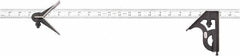 Starrett - 3 Piece, 24" Combination Square Set - 1/100, 1/32, 1/50 & 1/64" (16R) Graduation, Steel Blade, Cast Iron Center & Square Head - Apex Tool & Supply