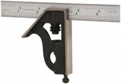Starrett - 2 Piece, 6" Combination Square Set - 1/100, 1/32, 1/50 & 1/64" (16R) Graduation, Steel Blade, Cast Iron Square Head - Apex Tool & Supply
