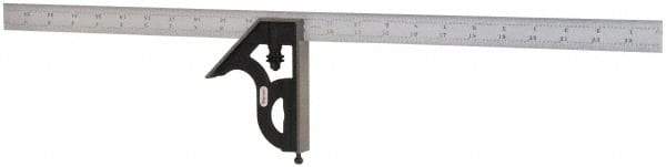 Starrett - 2 Piece, 24" Combination Square Set - 1/16, 1/32, 1/64 & 1/8" (4R) Graduation, Steel Blade, Cast Iron Square Head - Apex Tool & Supply