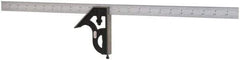 Starrett - 2 Piece, 24" Combination Square Set - 1/16, 1/32, 1/64 & 1/8" (4R) Graduation, Steel Blade, Cast Iron Square Head - Apex Tool & Supply