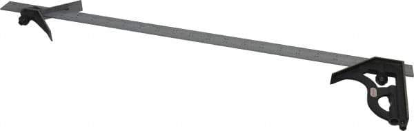 Starrett - 3 Piece, 24" Combination Square Set - 1/16, 1/32, 1/64 & 1/8" (4R) Graduation, Steel Blade, Cast Iron Center & Square Head - Apex Tool & Supply