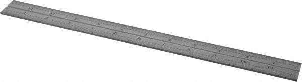 Starrett - 12 Inch Long Blade, 16R Graduation Combination Square Blade - Satin Chrome Finish, Steel, 1/100, 1/64, 1/50 and 1/32 Inch Graduation - Apex Tool & Supply