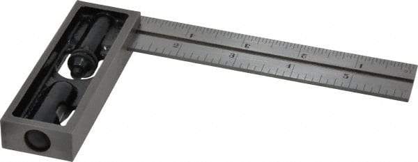 Starrett - 6 Inch Long, 4R Double Square - 1/64, 1/32, 1/16 and 1/8 Inch Graduation, Hardened Steel - Apex Tool & Supply
