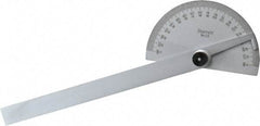 Starrett - 6 Inch Long Blade, 180° Max Measurement, 1° Dial Graduation, Half Round Head Protractor - 0 to 180 Dial Range - Apex Tool & Supply