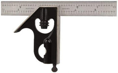 Starrett - 2 Piece, 6" Combination Square Set - 1/16, 1/32, 1/64 & 1/8" (4R) Graduation, Steel Blade, Forged Steel Square Head - Apex Tool & Supply