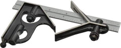 Starrett - 3 Piece, 6" Combination Square Set - 1/16, 1/32, 1/64 & 1/8" (4R) Graduation, Steel Blade, Forged Steel Center & Square Head - Apex Tool & Supply