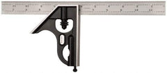 Starrett - 2 Piece, 12" Combination Square Set - 1/16, 1/32, 1/64 & 1/8" (4R) Graduation, Steel Blade, Forged Steel Square Head - Apex Tool & Supply