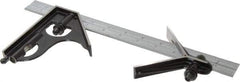 Starrett - 3 Piece, 12" Combination Square Set - 1/100, 1/32, 1/50 & 1/64" (16R) Graduation, Steel Blade, Forged Steel Center & Square Head - Apex Tool & Supply