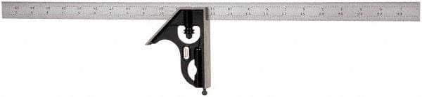 Starrett - 2 Piece, 24" Combination Square Set - 1/16, 1/32, 1/64 & 1/8" (4R) Graduation, Steel Blade, Forged Steel Square Head - Apex Tool & Supply